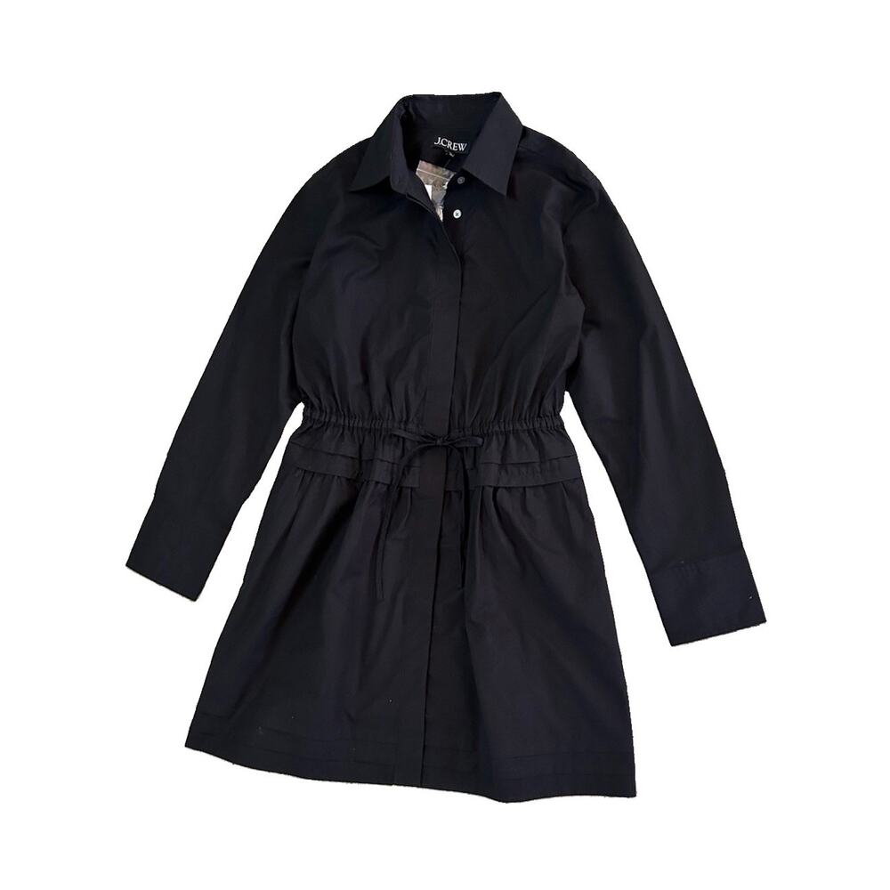 NWT J. Crew Elena Poplin Cotton Shirt Dress Black Women’s 2P Preppy Minimalist - Picture 2 of 10